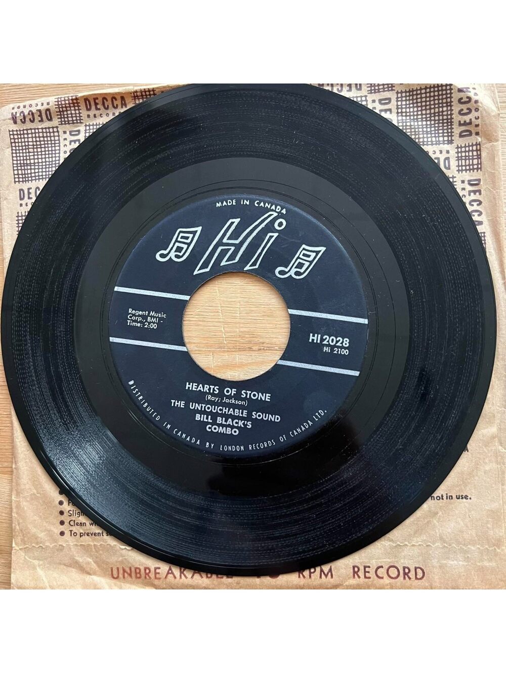 The Untouchable Sound Bill Black's Combo - Hearts of Stone 45rpm VG+ R16